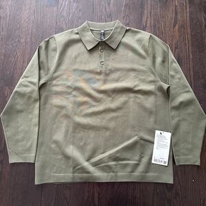 Lululemon Lightweight Knight Olive Green Men's Long Sleeve Polo Shirt